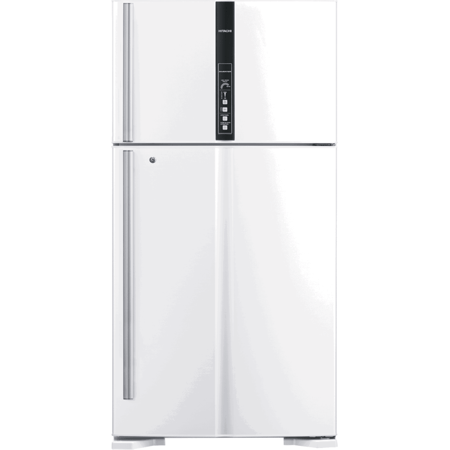 ثلاجة هيتاشي فريزر علوي 212 قدم 600 لتر بيضاء بشاشة تحكم للعائلة