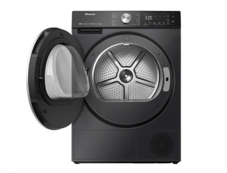 نشافة ملابس هايسينس سعة 10 كجم بتكثيف وواي فاي باللون الأسود للمنازل