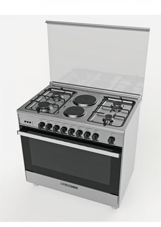 فرن غاز Glem Gas 60×90 ستانلس ستيل بستة شعلات للاستخدام المنزلي والمهني