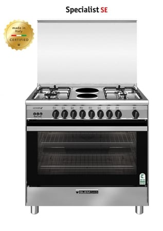 فرن غاز Glem Gas 60×90 ستانلس ستيل بستة شعلات للاستخدام المنزلي والمهني