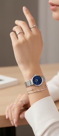 ساعة نسائية ماركة مارتيني  M536-2 فضي مينا كحلي
