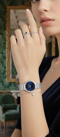 ساعة نسائية ماركة مارتيني  M536-2 فضي مينا كحلي