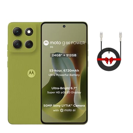 جوال موتورولا - motorola moto g86 Power 5G - 512GB | 8+16GB RAM  مع هدايا مجانية ,  كيبل Iosuite من تايب سي الى تايب سي 60W- متوفر بخيارات متعددة