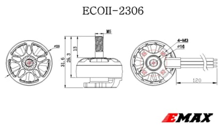 EMAX ECOII 2306 Brushless Motor 1900kv محركات