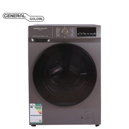 غسالة أمامية General Golden 12 كجم – تنشيف 80% – شاشة LED – فضي – موديل General Golden GG12KFL8PN