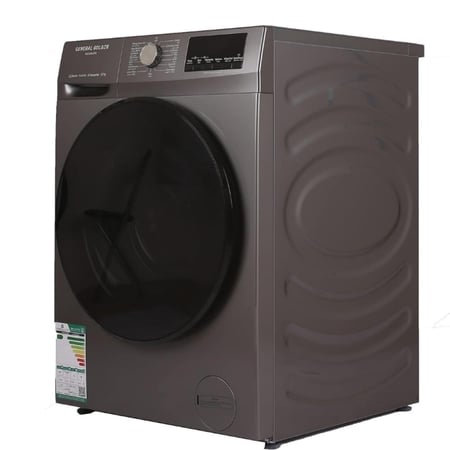 غسالة أمامية General Golden 12 كجم – تنشيف 80% – شاشة LED – فضي – موديل General Golden GG12KFL8PN