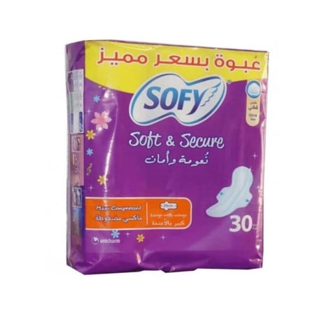 سوفي فوط صحية ماكسي مضغوطة كبير بالأجنحة – 30 فوطة