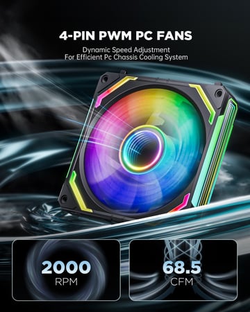 COSMIQ RGB 120mm Daisy Chain PWM Fan (3-Pack) | Black