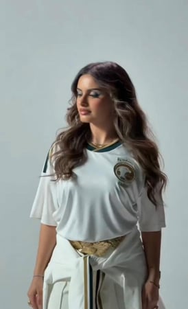 تيشيرت المنتخب السعودي لكاس العالم 2026 الابيض بشعار ذهبي