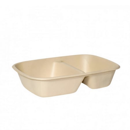 علبة طعام صحي مستطيلة للوجبات من قصب السكر بغطاء شفاف 1000 مل - أقسام متعددة ( 50 حبة )