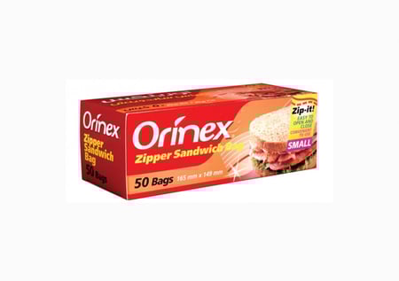 أكياس ساندوتش مع قفل من اورينكس مقاسات متنوعة ( 50 حبة )
