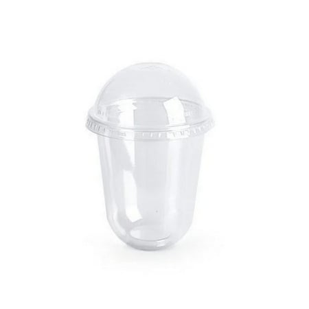 اكواب بلاستيك حرف يو بغطاء قبة مقاسات متعددة ( 100 حبة )