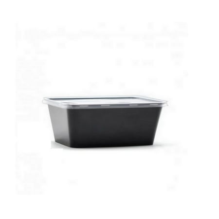 علب بلاستيك مستطيلة للمايكرويف والثلاجة لون اسود مقاسات متعددة ( 50 عبوة )