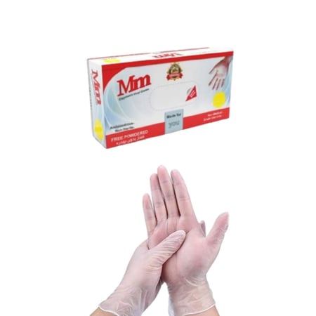 قفازات فينيل Mm لون شفاف  مقاسات متعددة