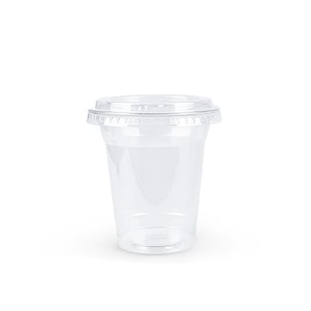 اكواب بلاستيك للعصير بغطاء مسطح مقاسات متعددة من جاسكو (50 حبة)