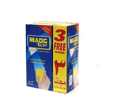 اسفنج للجلي بسلك سماكة مضاعفة موج 6 حبة + 3 مجانا