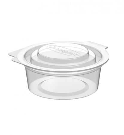 علب بلاستيك شفافة دائرية للصوص بغطاء متصل مقاسات متعددة ( 50 عبوة )