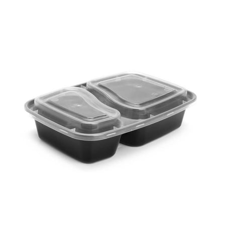 علب بلاستيك مستطيلة للمايكرويف والثلاجة  بقسمين مقاسات متعددة من سافي ( 25 عبوة ) - vip