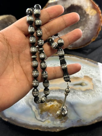 مسبح ابانوس مع شاهد يسر مطعمه فضه بالكامل 9 مل