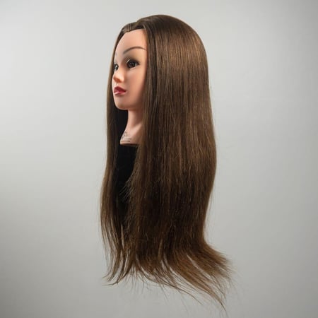 مانيكان شعر برازيلي بني طبيعي 100% للتدريب – رقبة (كثافة عالية) | سمسمه