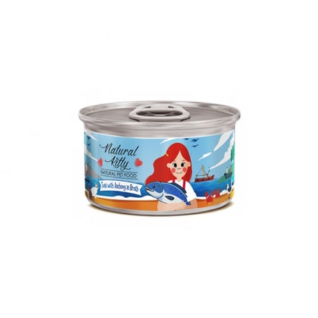 ناتشورال كيتي معلب للقطط البالغة والصغيرة بنكهة التونا مع الانشوفة في المرق 80 جرام