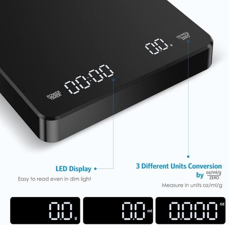 ميزان قهوة رقمي مع مؤقت قابل لاعادة الشحن