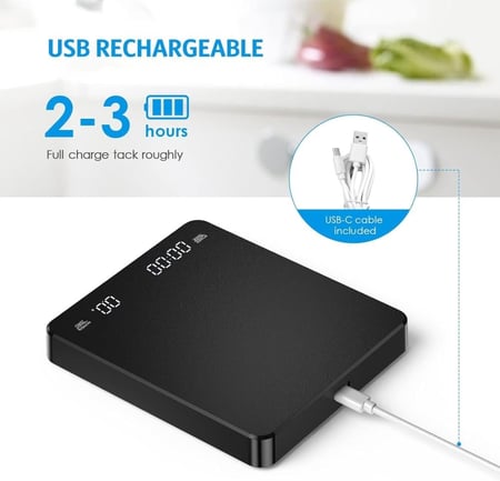 ميزان قهوة رقمي مع مؤقت قابل لاعادة الشحن