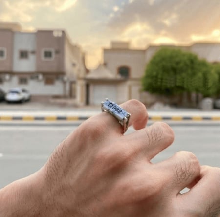 خاتم رجالي بالاسم مصنوع من الفضة الإيطالية بالاسم أنيق كحلي