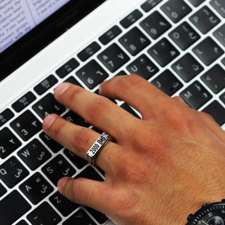 خاتم رجالي صدفي فضه أنيق تسوق اونلاين خاتم رجالي