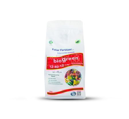 سماد ورقي بيوجرين 12-40-12 عالي الفوسفور 2 كجم
