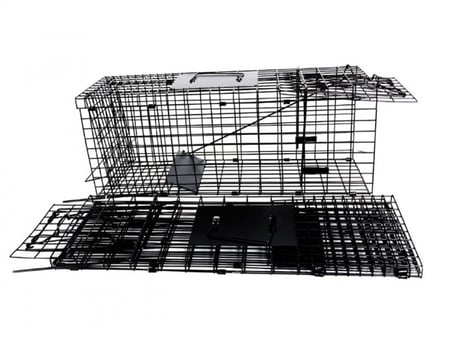 مصيدة حديدية للقطط (كبيرة) أسود 32*30*78 سم