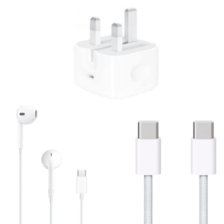 عرض ايفون 15 او 14 سماعة و راس شاحن و كيبل تايب سي ضمان سنة