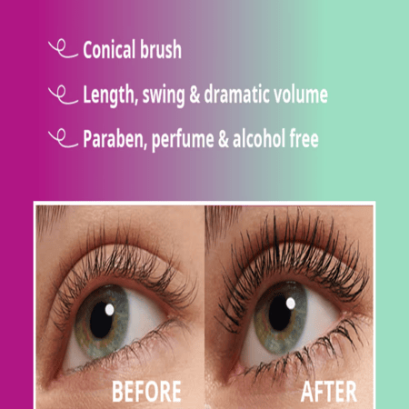 ماسكرا لاش برينسس فالس لاش ايفكت من ايسنس - اسود قبل وبعد الاستخدام