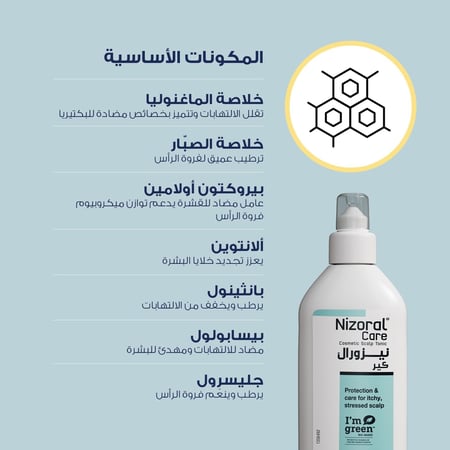مكونات نيزورال كير تونك لحماية فروة الرأس من الحكة