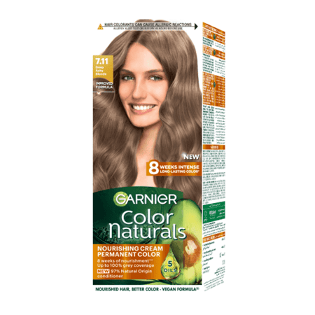 غارنييه صبغة كولور ناتشرلز كريم اشقر رمادي عميق 7.11 خلفية بيضاء