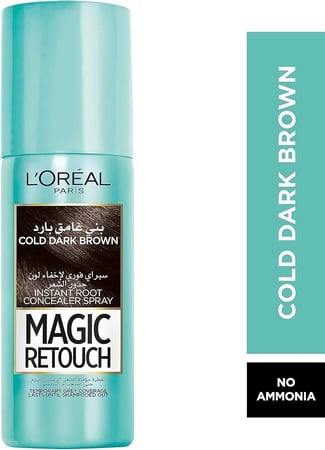 توضح اللون لبخاخ الشعر لوريال باريس ماجيك ريتوش بني غامق بارد