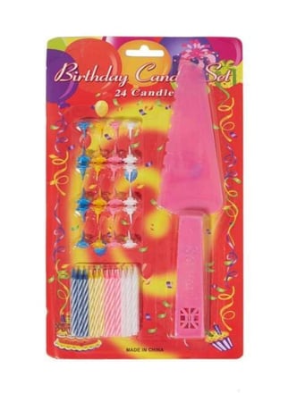 طقم شموع عيد ميلاد مع سكين مكون من 24 قطعة