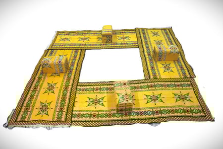 طقم مدات مع المراكي اصفر مزخرف نجمة ديالا اصفر للرحلات والجلسات