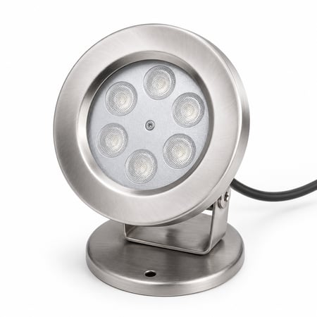 كشاف نافورة ستالس مع قاعدة 6W-12V-6 LED-RGB