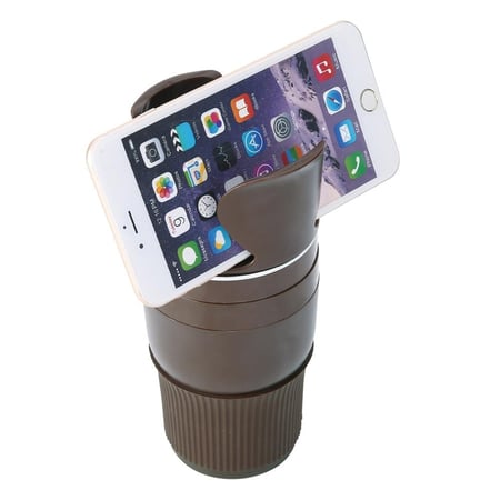 حامل اكواب وهواتف متحرك 19 سم - ينظم أغراض السيارة بفعالية، يوفر مساحة تخزين إضافية، يثبت الأغراض ويحميها من الحركة،ضمان سنتان