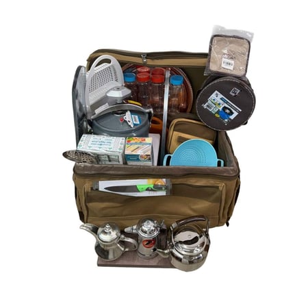 عزبة طبخ مجمعة 23 قطعة، انتقل بمطبخك أينما كنت، ضمان سنتان