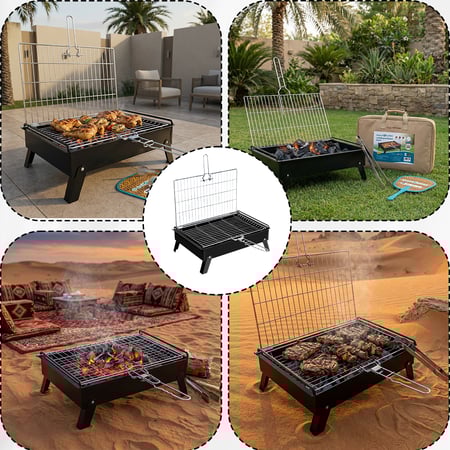 منقل فحم مع جراب 35×50 سم، جاهز للاستخدام فورًا،ضمان سنتان