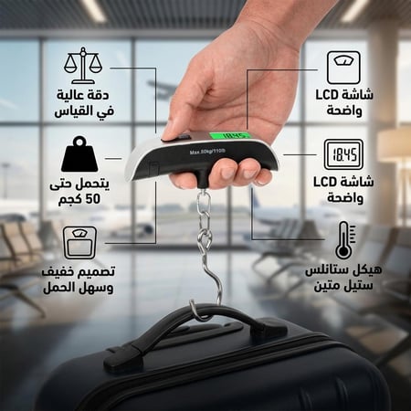 ميزان امتعة رقمي للسفر 50 كيلو دقة عالية في الوزن