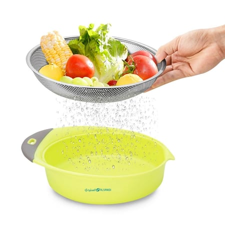 مصفاة ارز ستانلس ستيل عالي الجودة 27.5 *8.2 سم- متينة وصحية، تصفية دقيقة وسهلة، توفر مساحة في المطبخ،ضمان سنتان