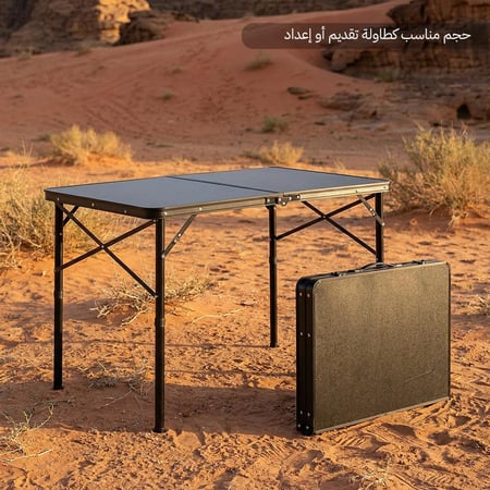 طاولة الومنيوم محمولة قابلة للطي 90×60×70 سم، تتحمل 20 كيلو، تناسب مختلف التضاريس