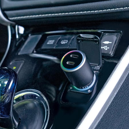 شاحن اجهزة على ولاعة السيارة بمخرجين قدرة 40 واط- شحن سريع لأكثر من جهاز، متين وخفيف الوزن، متوافق مع معظم المركبات،ضمان سنتان