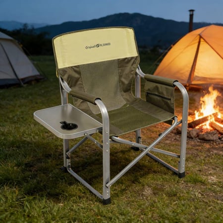 كرسي رحلات بطاولة جانبية يتحمل 120 كجم، مريح للجلوس في البر،ضمان سنتان