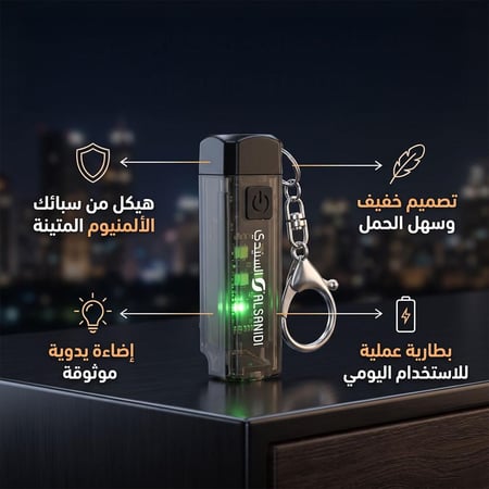كشاف يدوي من سبائك الالمونيوم 200 ملي امبير، إضاءة فعالة ومريحة،ضمان سنتان