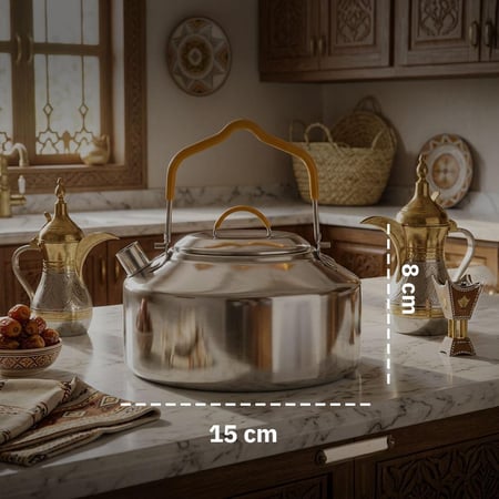 ابريق شاي ستانلس ستيل عالي الجودة مطلي سيراميك 1 لتر،ضمان سنتان