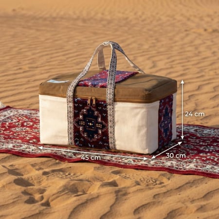 شنطة روفا منقوشة 32 لتر، تصميم سعودي ، خامة قطنية مبطنة، ضمان سنتان